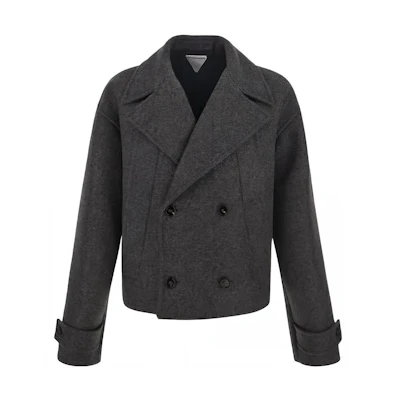Bottega Veneta Double-Breasted Gray Long Sleeve Jacket 704051V25H01307