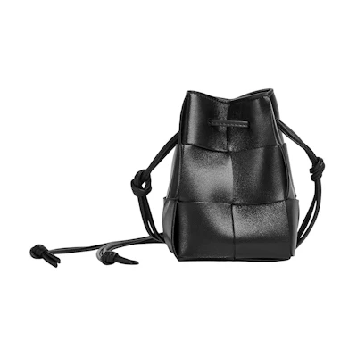 Bottega Veneta Drawstring Cassette Mini Intreccio Black