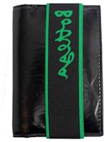 Bottega Veneta Elastic Band Bi-fold Card Case Black / Green Bottega Veneta Elastic Band Bi-fold Card Case Black / Green