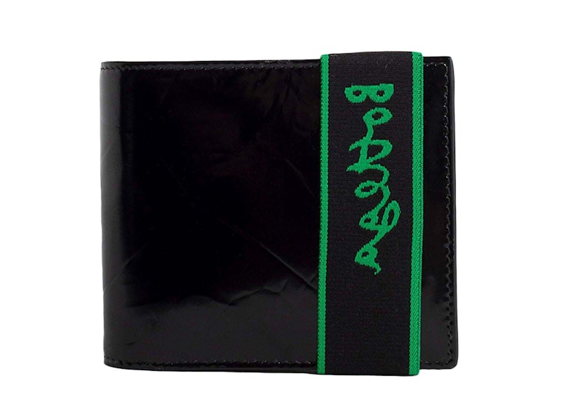 Bottega Veneta Elastic Band Bi-fold Wallet Black / Green