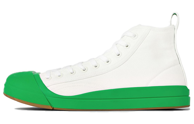 Bottega Veneta Fashion Round Toe Lace-Up Mid-Top Sneakers 'White Green' 755130V2R109185