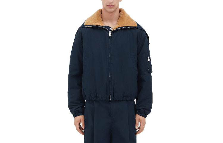 Bottega Veneta Frayed Edge Zipper Jacket with Turn-Down Collar 711779V2BL04140