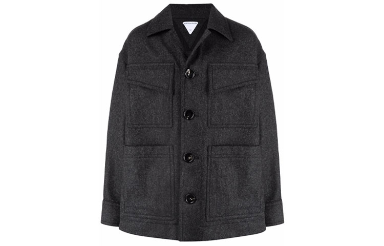 Bottega Veneta FW21 Black Buttoned Pocket Tailored Jacket 659450V0YO01166