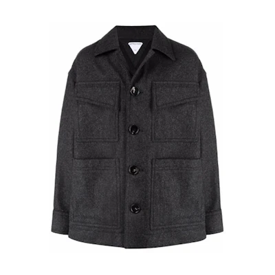 Bottega Veneta FW21 Black Buttoned Pocket Tailored Jacket 659450V0YO01166