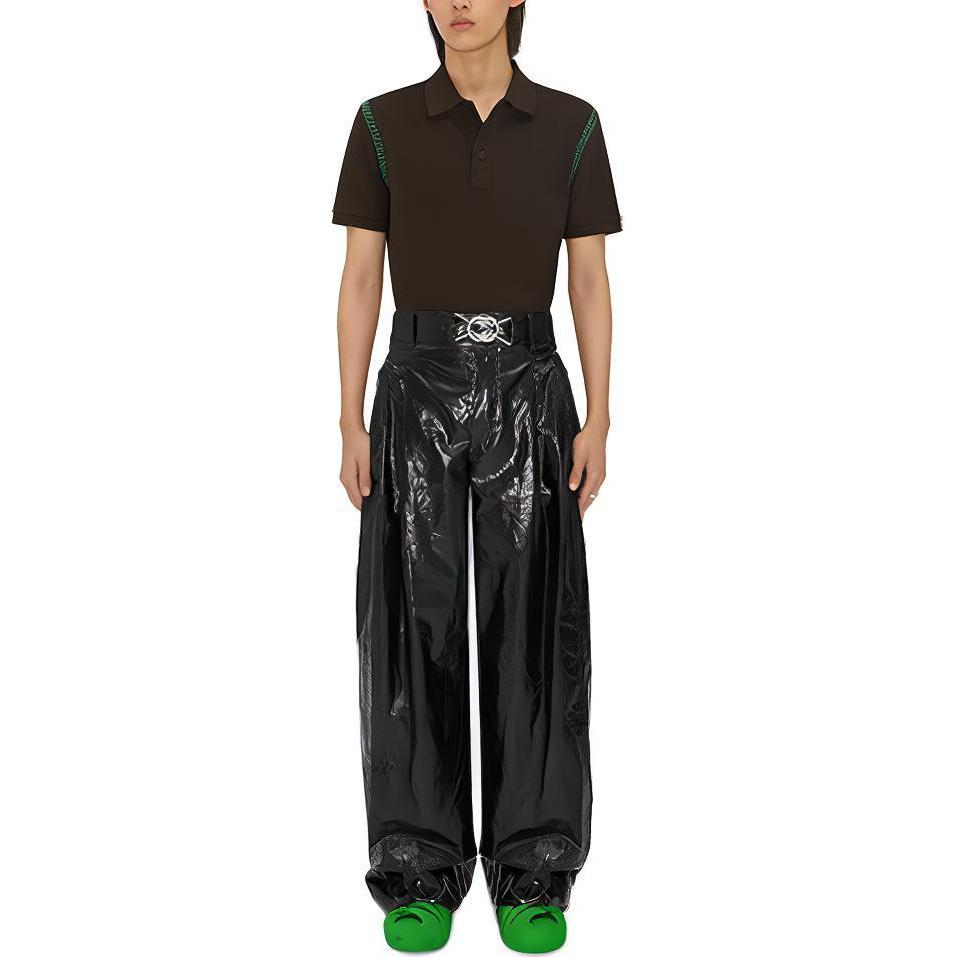 Bottega Veneta FW21 Black Short Sleeve Cotton Polo with Stitching 686502V1QU02113