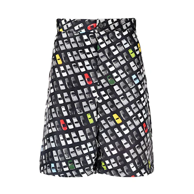 Bottega Veneta FW21 Button Car Print Grey Casual Shorts for Men 660721V0QJ08383