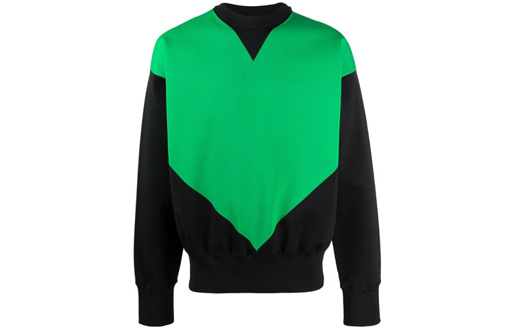Bottega Veneta FW21 Geometric Patchwork Sweatshirt Black Green 664769V0C101076