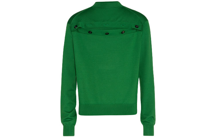 Bottega Veneta FW21 Green Wool Button Cutout Sweater 651033V09S03725