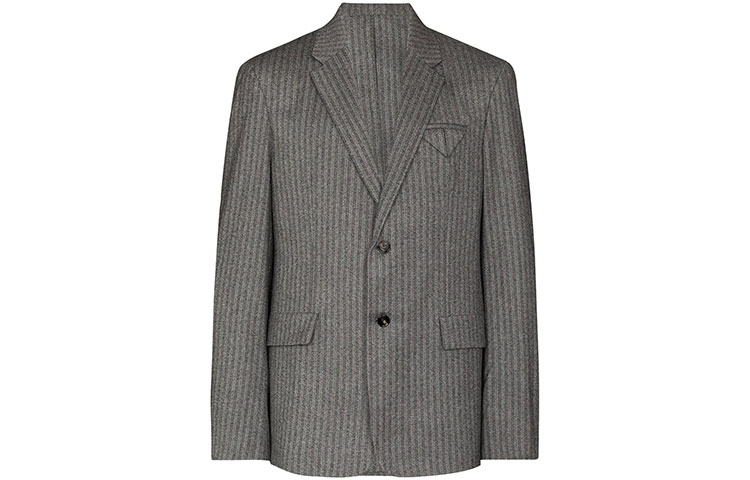 Order Bottega Veneta FW21 灰色條紋針織圖案單排扣西裝外套. 648916V0EV01304