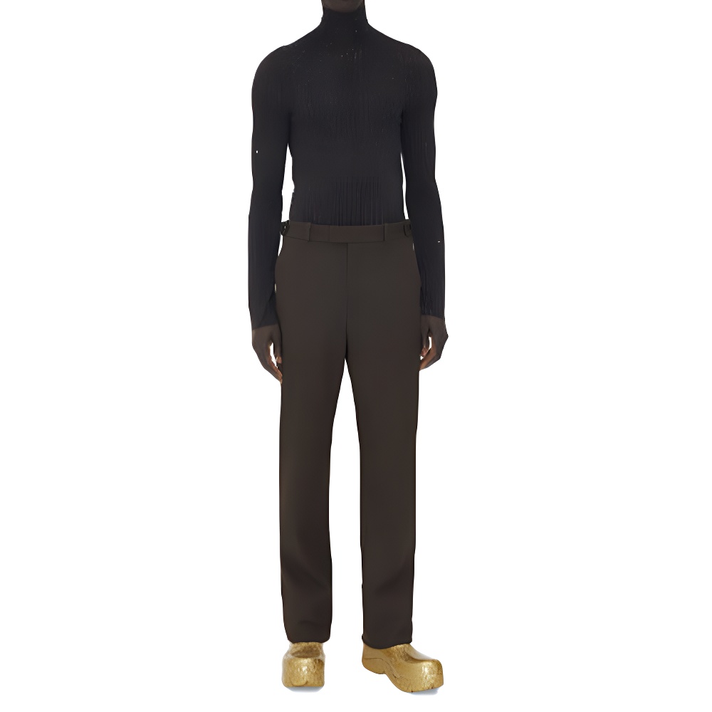 Bottega Veneta FW21 Solid Straight-Leg Casual Pants in Chocolate 659698V02W02113