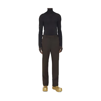 Bottega Veneta FW21 Solid Straight-Leg Casual Pants in Chocolate 659698V02W02113