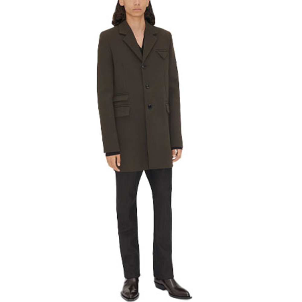 Bottega Veneta FW21 Wool Overcoat Dark Chocolate Brown 659597VKUU02113