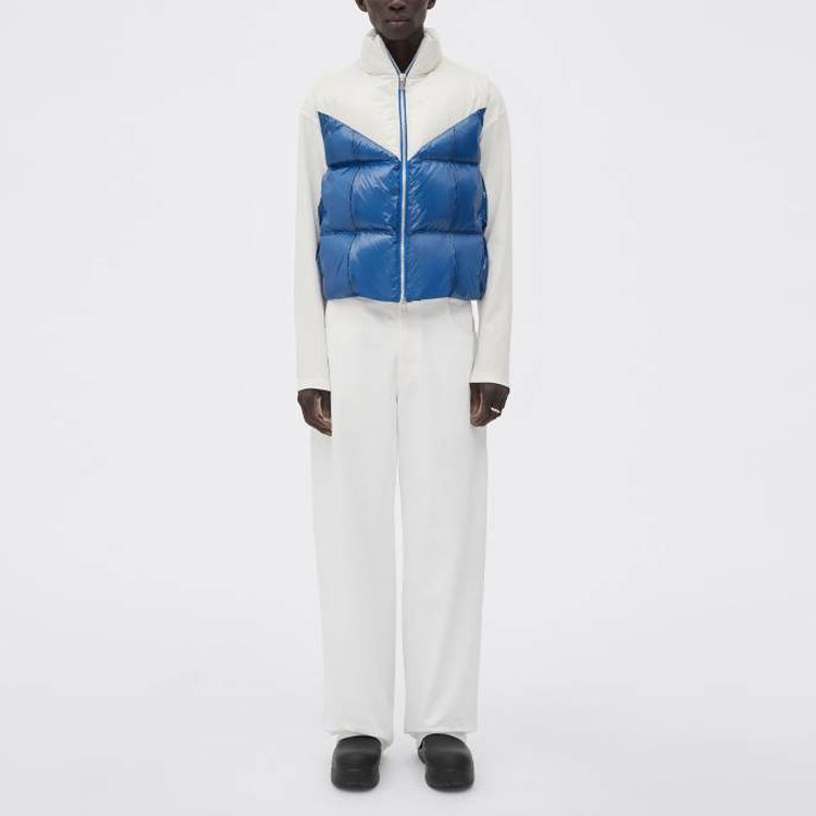 Shop Bottega Veneta FW22  Colorblock Zip-Up Sleeveless Vest Blue 704136V0Y304289