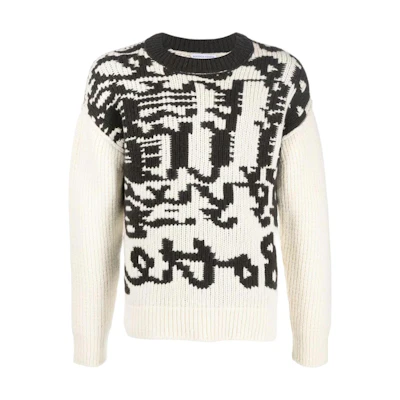 Bottega Veneta FW22 Abstract Jacquard Wool Sweater Off-White 704583V24O02200
