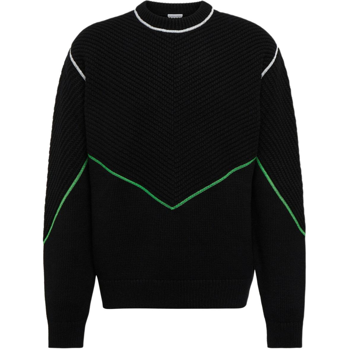 Bottega Veneta FW22 Black Pinstripe Crewneck Sweater 730620V2MB01000