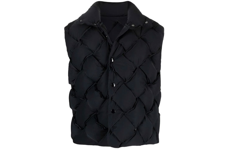 Bottega Veneta FW22 Black Sleeveless Buttoned Vest 664055VF4K01000