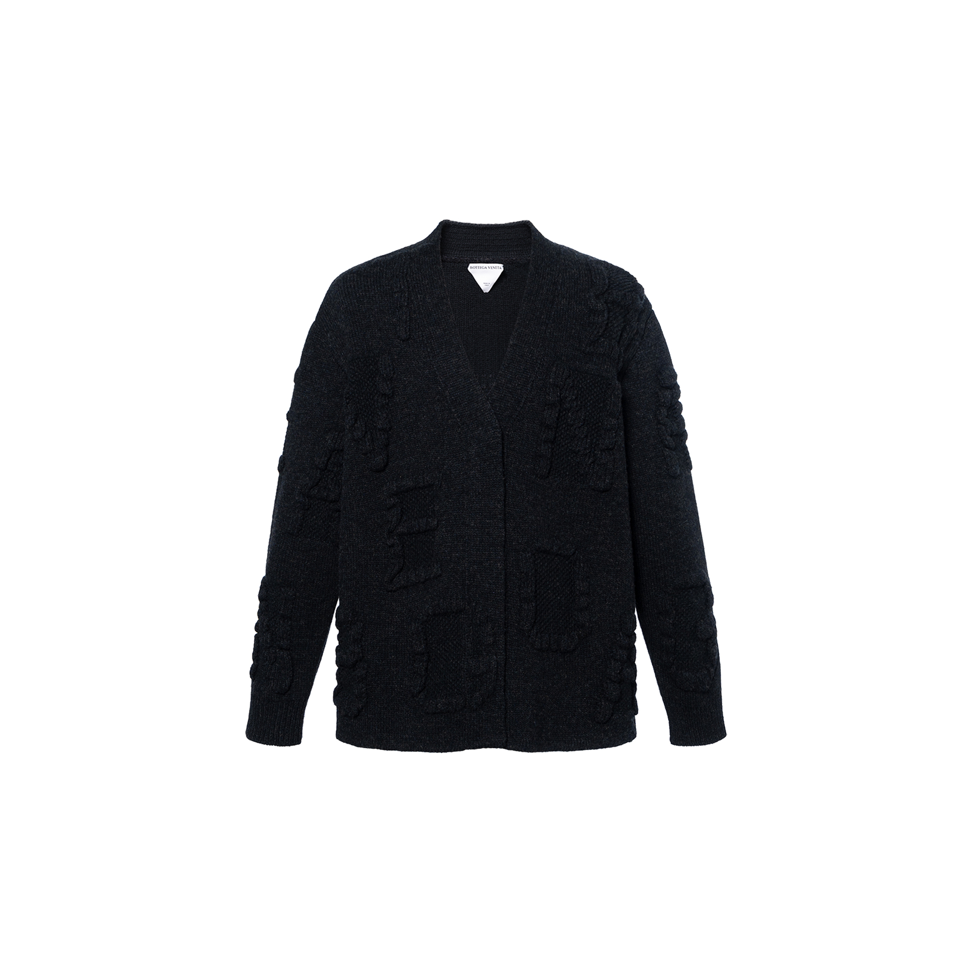 Bottega Veneta FW22 Black Wool V-Neck Sweater with Jacquard Logo 707881V26T0-1280