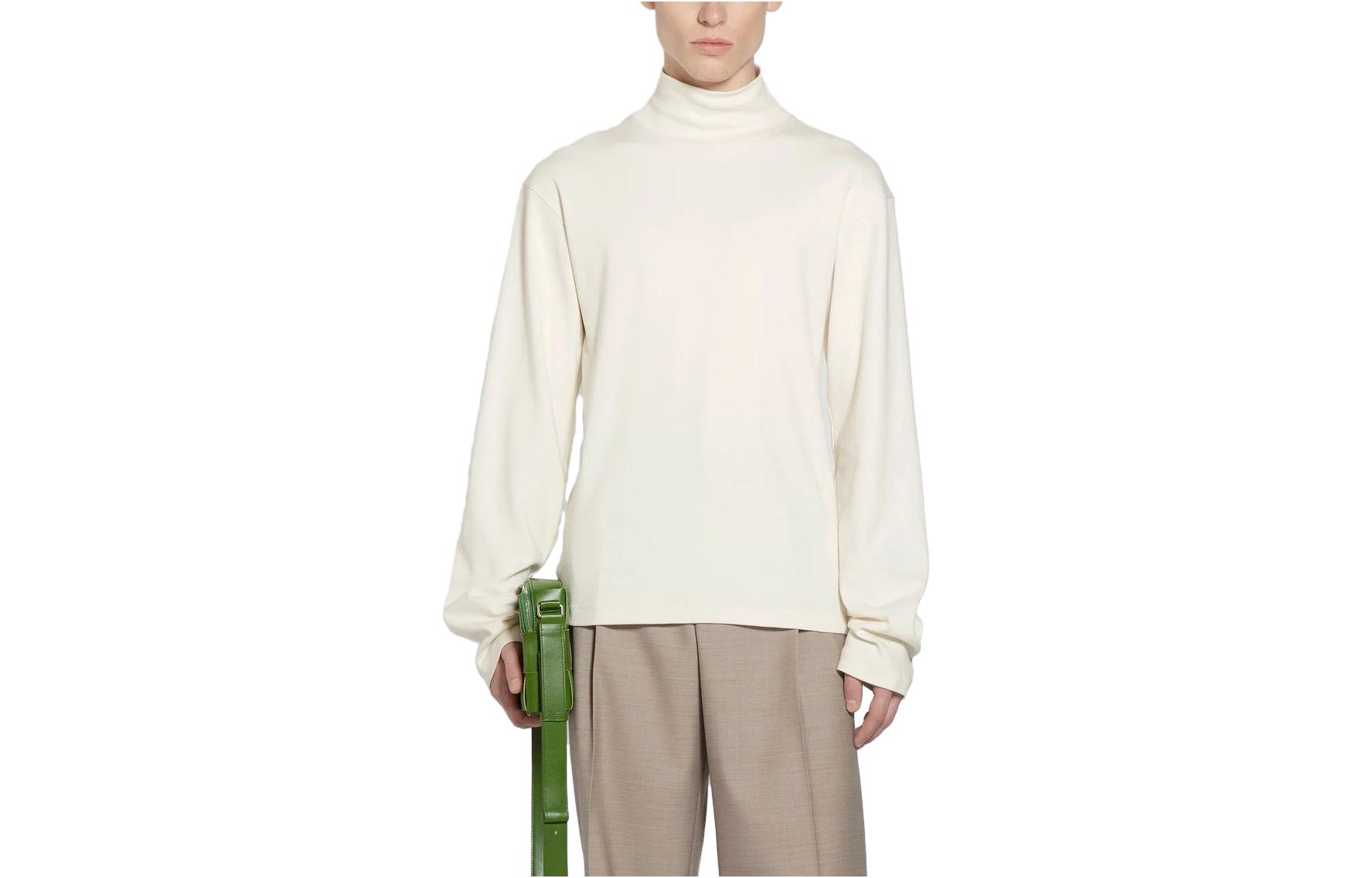 Bottega Veneta FW22 Chalk White Turtleneck Long Sleeve Shirt 725652V2JW09071