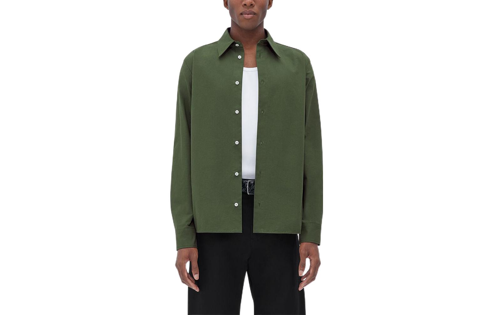 Bottega Veneta FW22 Green Single-Breasted Long Sleeve Shirt Men 729170V2BL03002