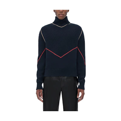 Bottega Veneta FW22 High-Neck Knit Sweater Blue 725039V2MB04246