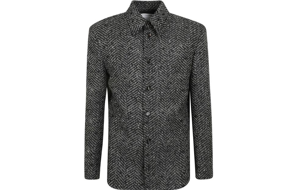 Bottega Veneta FW22 Lightweight Wool-Blend Jacket Black Grey 711828V2IU01063