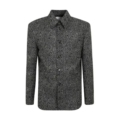 Bottega Veneta FW22 Lightweight Wool-Blend Jacket Black Grey 711828V2IU01063