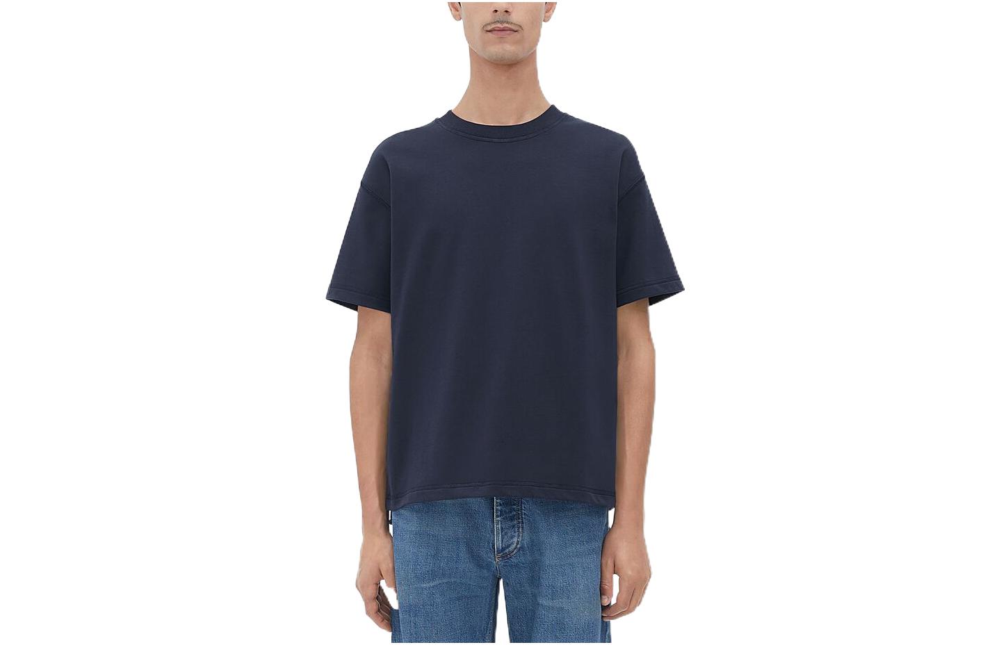 Bottega Veneta FW22 Mens Solid Color Crew Neck Tee Starry Black 737276VKLZ04038