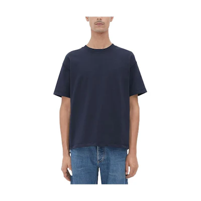 Bottega Veneta FW22 Mens Solid Color Crew Neck Tee Starry Black 737276VKLZ04038