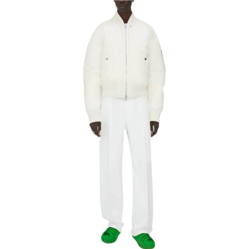 Bottega Veneta FW22 Solid Color Zip-Up Casual Jacket White 684904V1LE09071