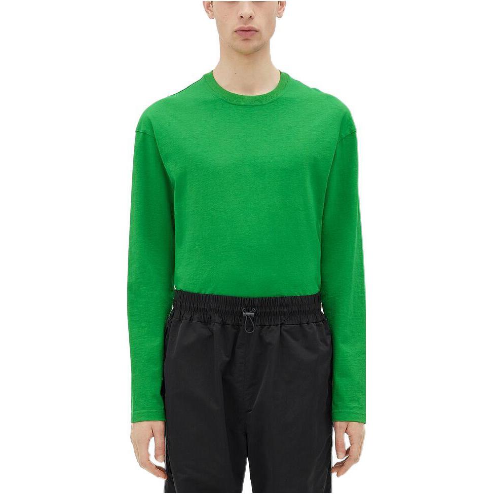 Bottega Veneta FW22 Solid Green Long-Sleeve Crewneck T-Shirt 706597VF1U04809