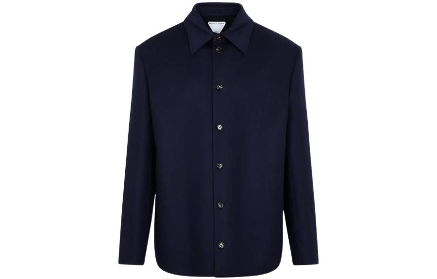Order Bottega Veneta FW22 男士藍色單排扣襯領襯衫夾克 716972V2CA04140