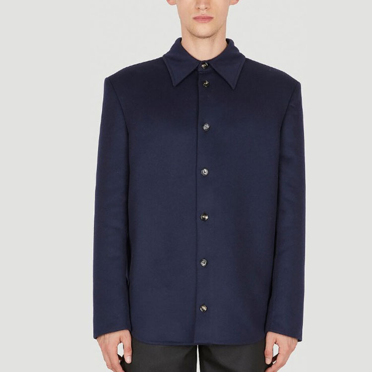 Purchase Bottega Veneta FW22 男士藍色單排扣襯領襯衫夾克 716972V2CA04140