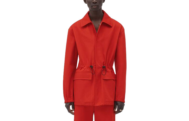 Bottega Veneta FW22 Solid Waist-Tie Long-Sleeve Jacket Orange 703220V1J106022