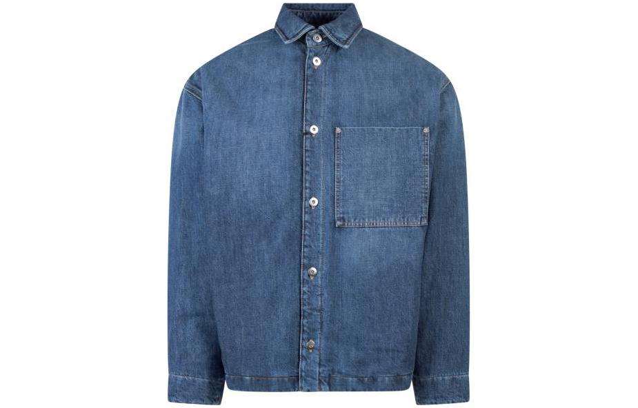 Bottega Veneta FW22 Washed Denim Jacket with Point Collar Blue 727957V2J804715