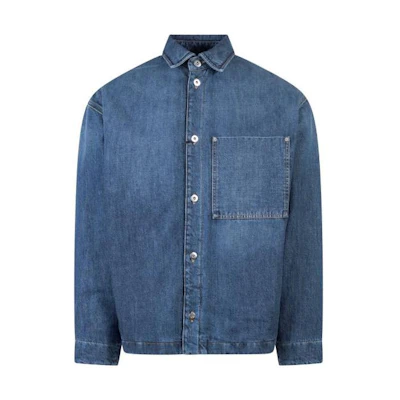 Bottega Veneta FW22 Washed Denim Jacket with Point Collar Blue 727957V2J804715