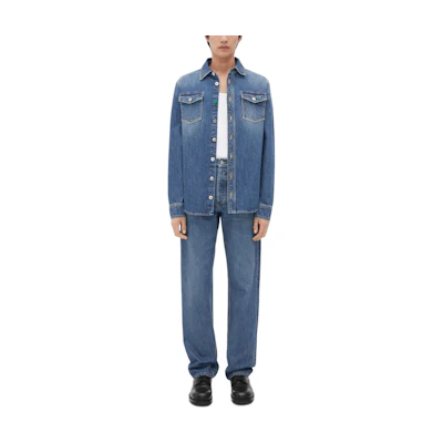 Bottega Veneta FW22 Washed Multi-Pocket Denim Jacket Blue 711346V2EN04715