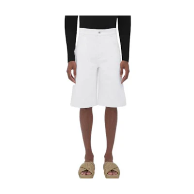 Bottega Veneta FW22 White High-Waisted Button-Front Casual Shorts 706469V1WC09000