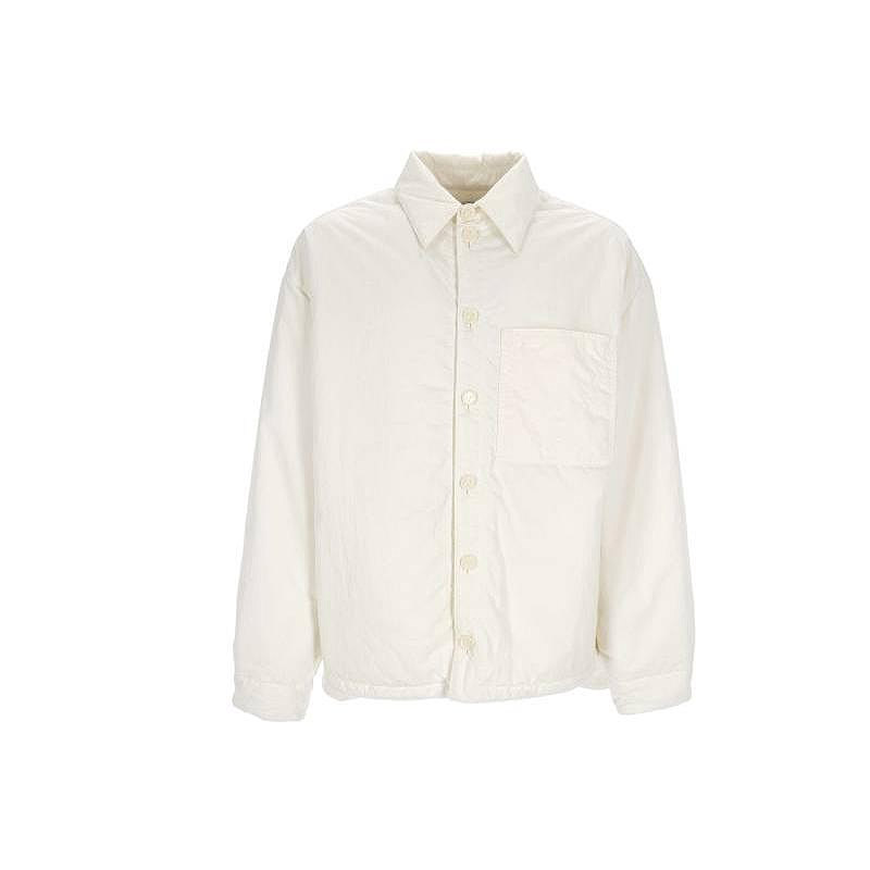 Bottega Veneta FW22 White Plain Collar Button-Up Shirt Jacket 714365VF4K09071