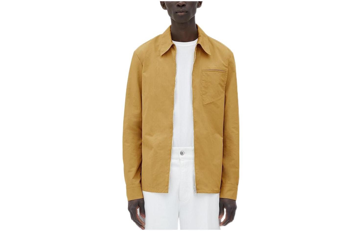 Bottega Veneta FW22 Yellow Zip-Up Collared Long Sleeve Shirt Men 707998VF4K07721