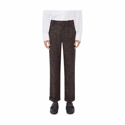 Bottega Veneta FW23 Black Solid Color Zip Ankle Pleated Casual Pants 768681V3OMO1165