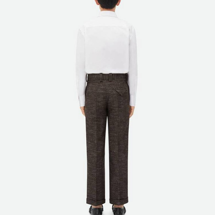 Shop Bottega Veneta FW23 黑色素色拉鍊踝褲百褶休閒長褲 768681V3OMO1165