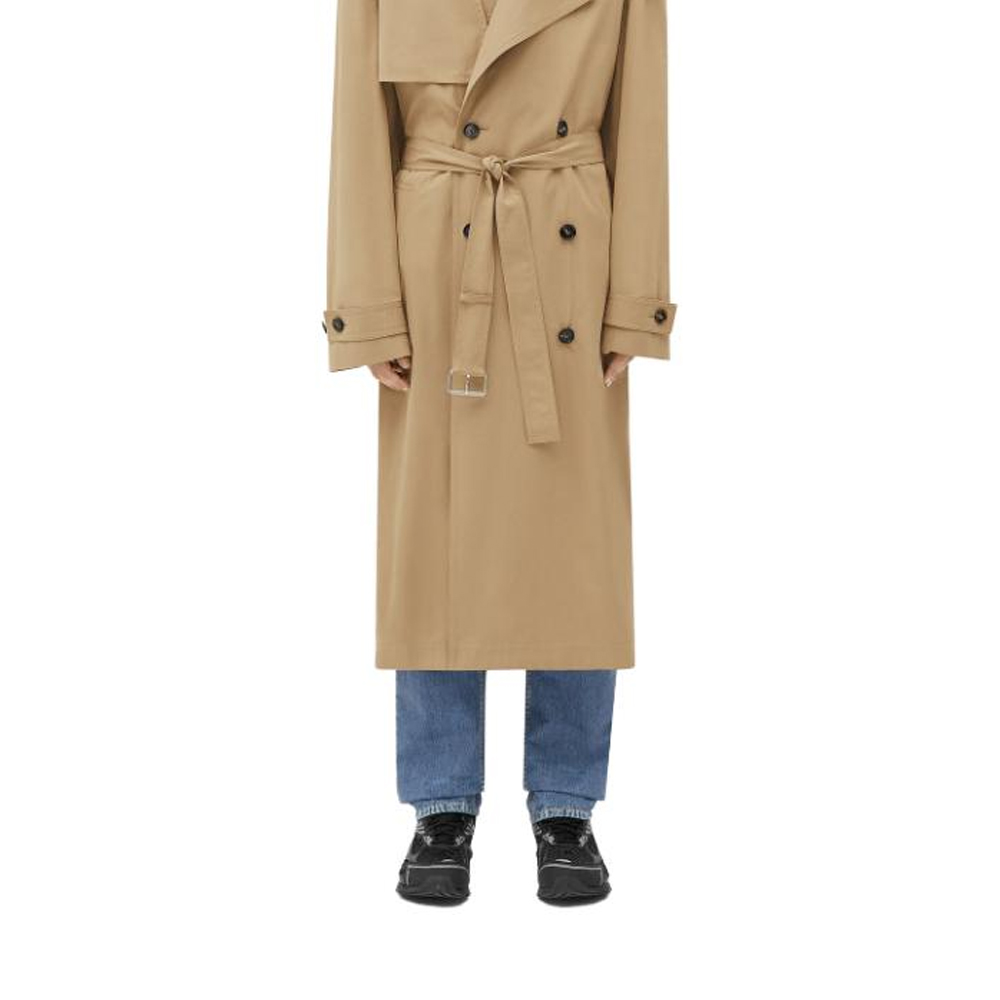 Cheap Bottega Veneta FW23 棉質雙排扣卡其長版風衣外套 749968VA5Y09733