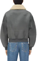 Shop Bottega Veneta FW23 灰色皮革夾克外套附拉鍊與側口袋 723184V2JI01270