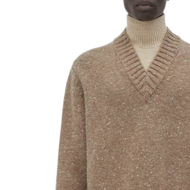 Purchase Suéter Marrón de Manga Larga con Cuello en V Sólido Bottega Veneta FW23. 764484V3DQ01413