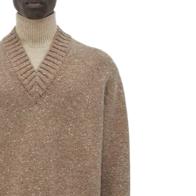 Details for Suéter Marrón de Manga Larga con Cuello en V Sólido Bottega Veneta FW23. 764484V3DQ01413