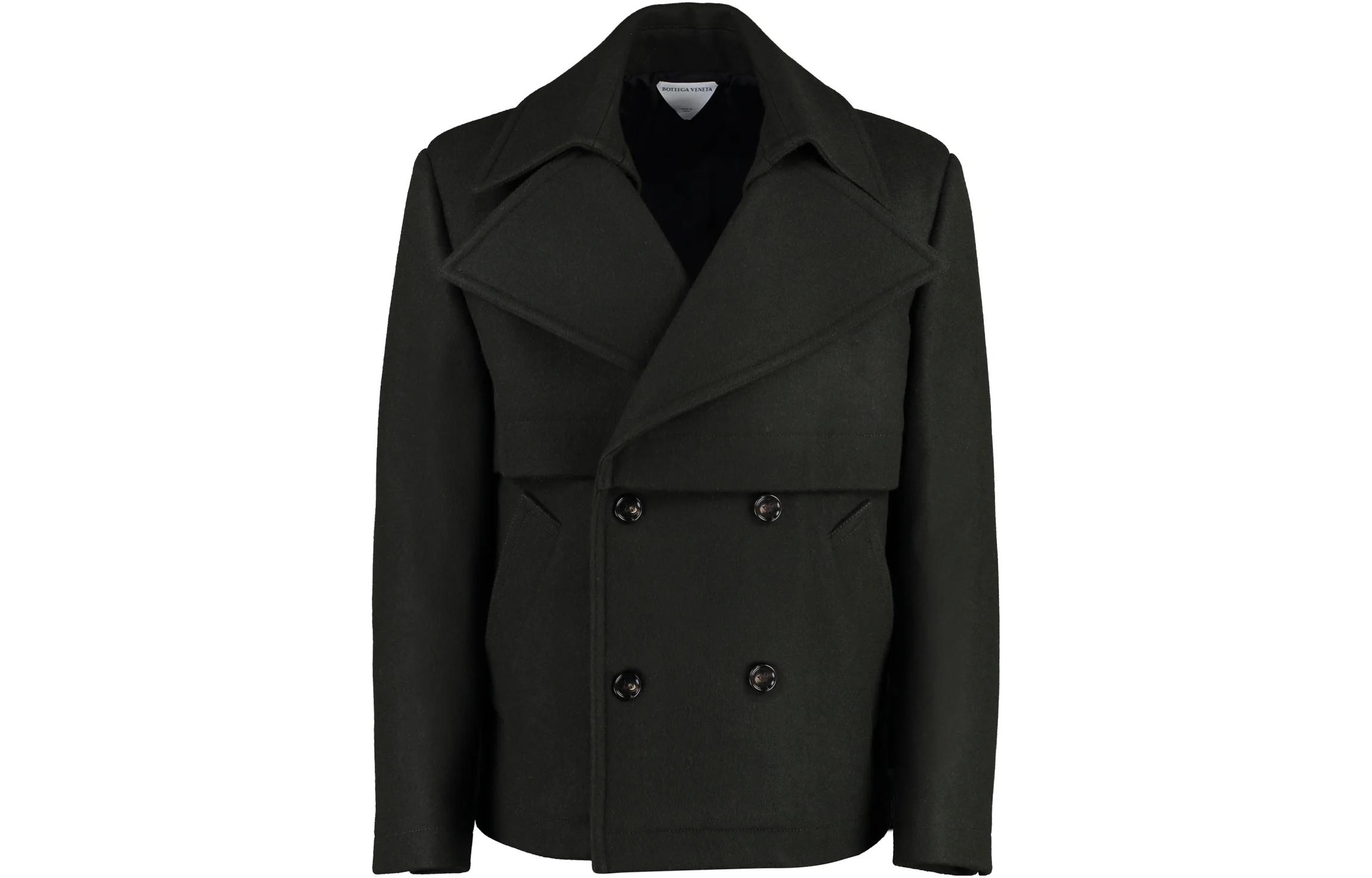 Bottega Veneta FW23 Black Double-Breasted Collared Jacket 756687-V3FJ0-2181