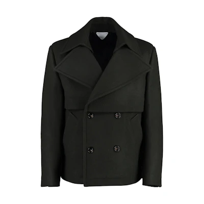 Bottega Veneta FW23 Black Double-Breasted Collared Jacket 756687-V3FJ0-2181