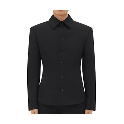 Bottega Veneta FW23 Black Solid Color Long-Sleeve Jacket Coat 761986VKPH01000