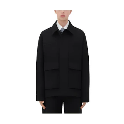 Bottega Veneta FW23 Black Solid Pocket Long-Sleeve Casual Jacket 771418V3PS01112