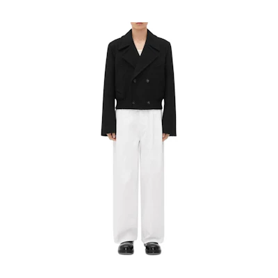 Bottega Veneta FW23 Double-Breasted Long-Sleeve Jacket Black Outerwear 768673V00X01000